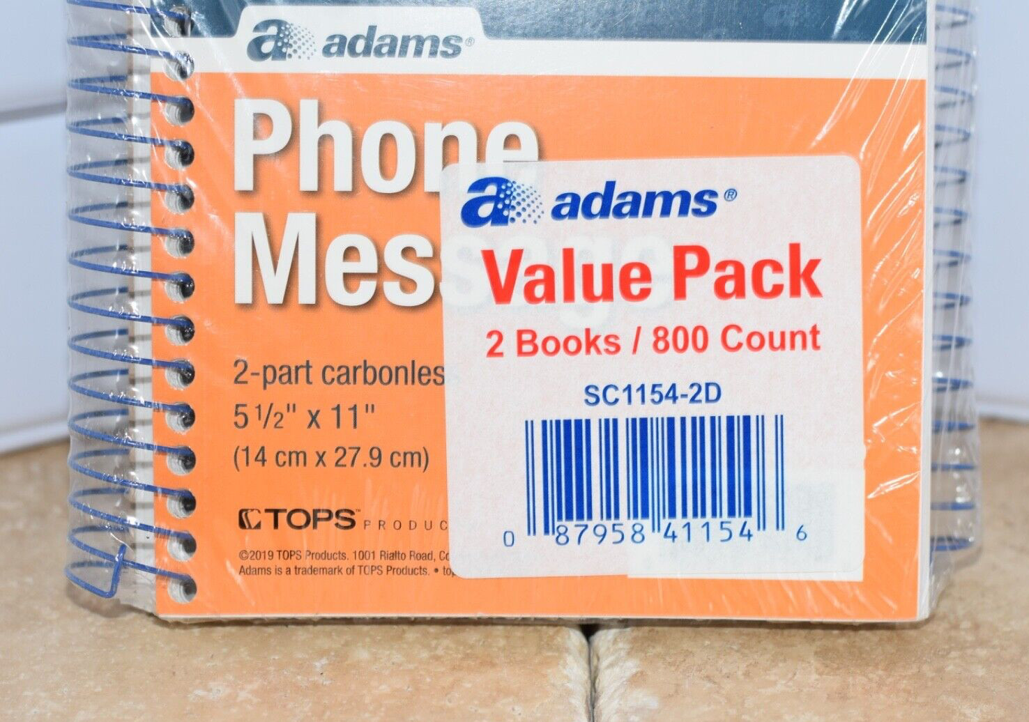 New Adams Phone Message Book 2 Carbonless Parts 2 Spiral Books 800 Sheets Total