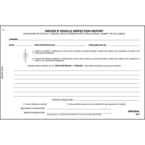 Simplified Driver’s Vehicle Inspection Report 5-pk. – Horizontal Book Format …