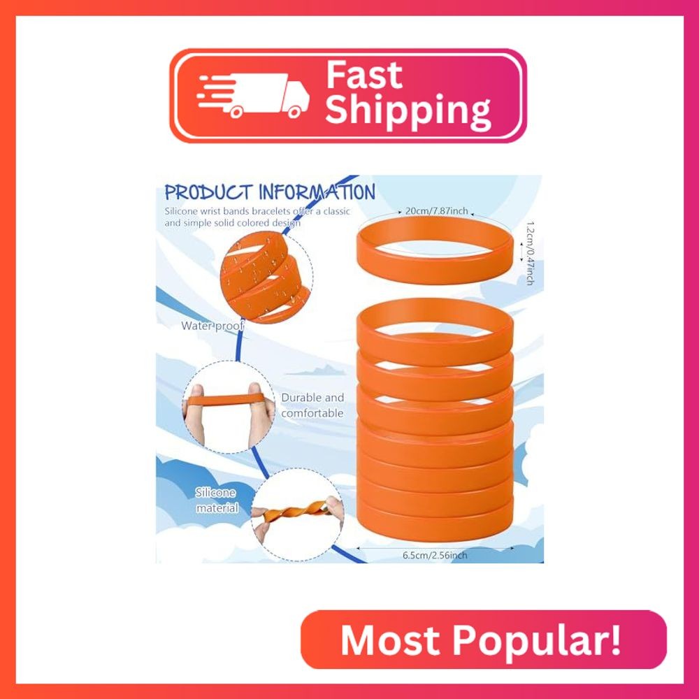 kymqlyw 24 Pcs Plain Silicone Rubber Bracelets Solid Color Rubber Wristbands Spo