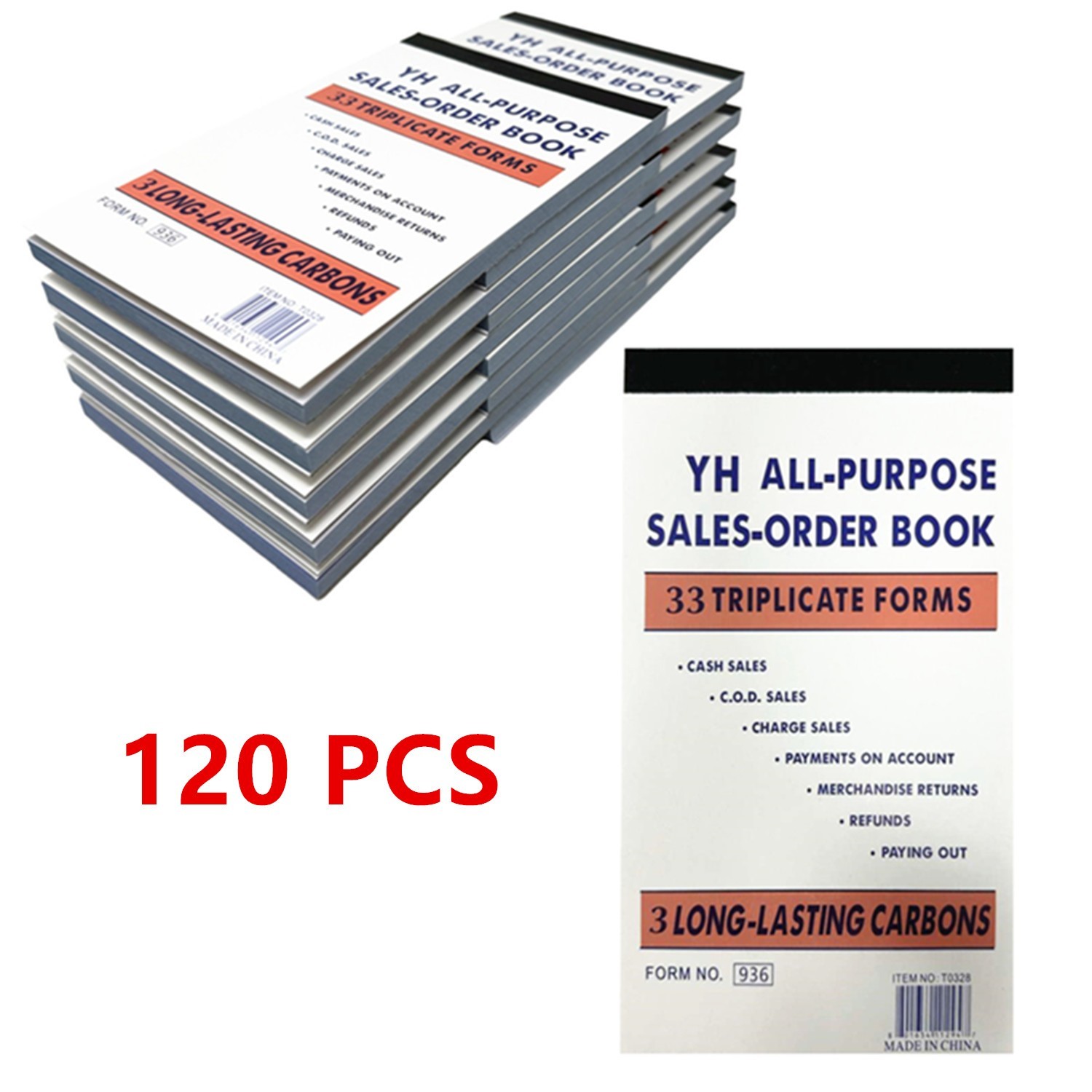 120 Pcs Receipt Book 3 Parts Sales Order Books 33 Sets Invoices & Receipts Form