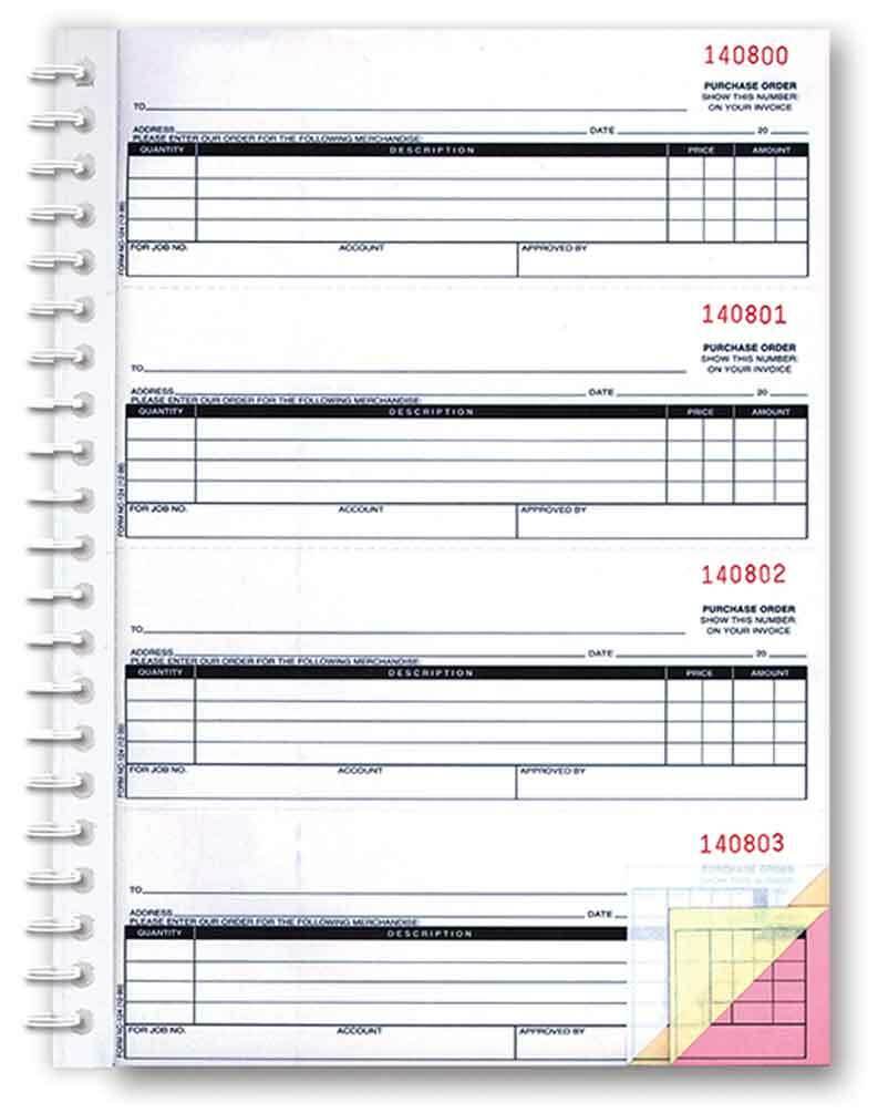 Purchase Order Book (3-part) (book of 200 Numbered PO’s) (Form #NC-124-3)