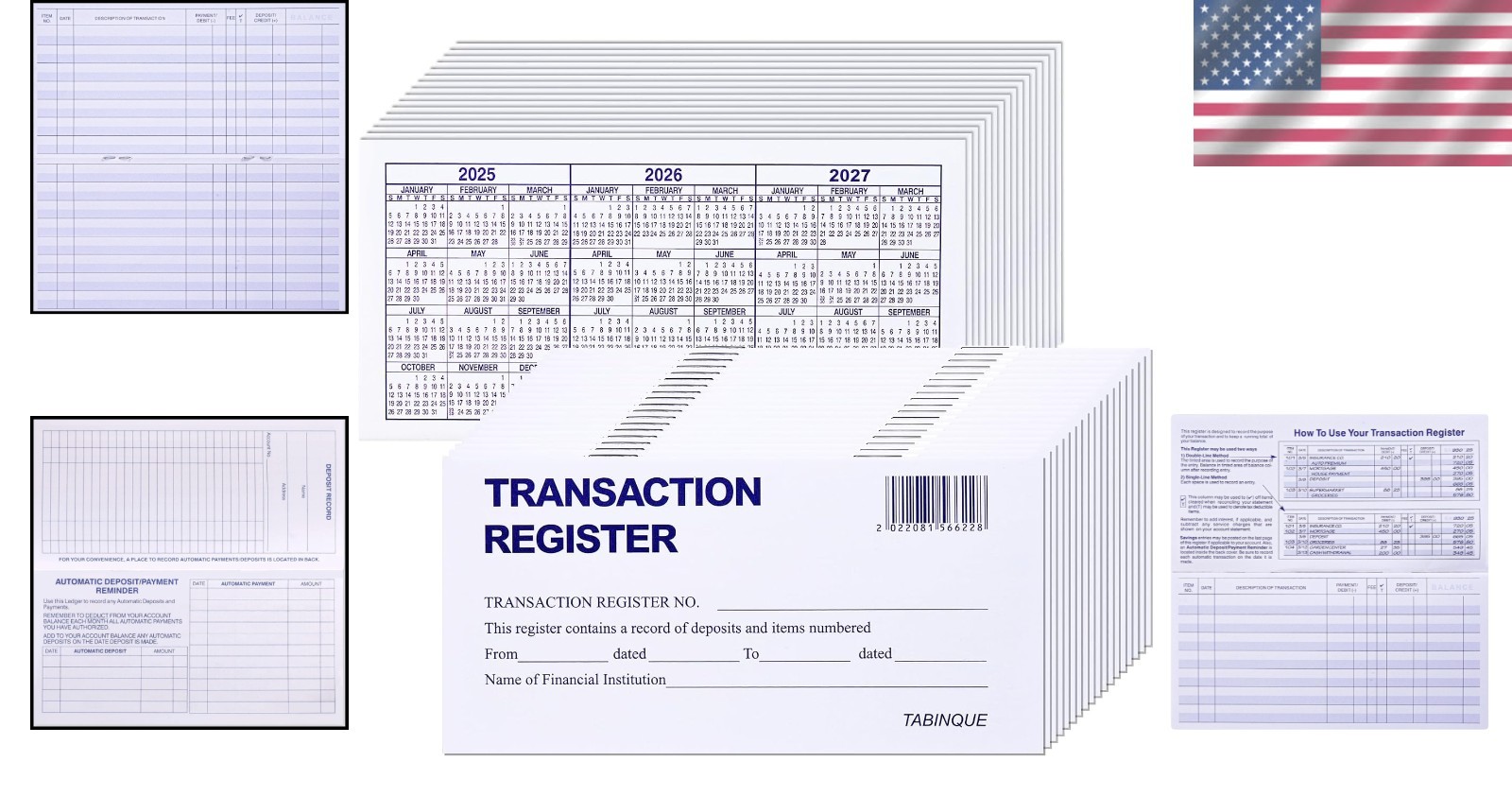 24 PCS Check Registers for Personal Checkbook, Easy to Read Checkbook Register