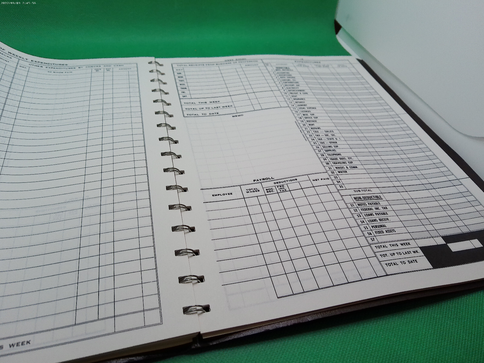 Dome simplified weekly Bookkeeping record Picchione #600 deductions NOS vintage