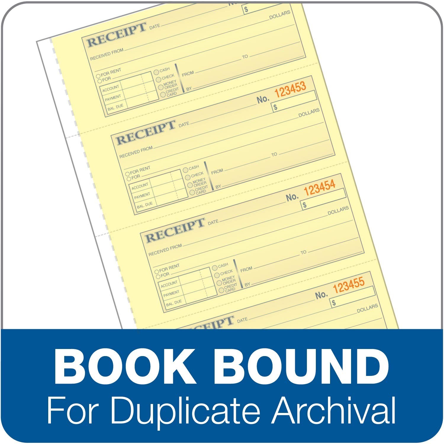 3-Part Carbonless Money/Rent Receipt Book, 11×7.625″, 100 Sets, 4 Receipts/Page