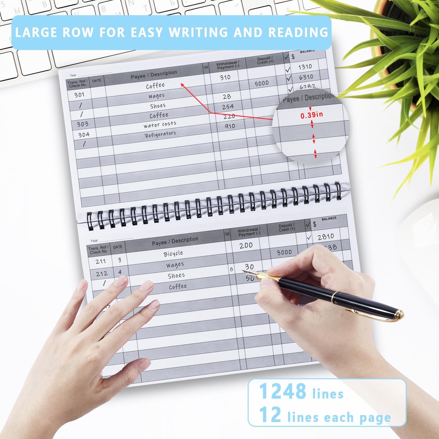 5 Pack A5 Check Register Ledger Book – Track Payments, Deposits & Transactions