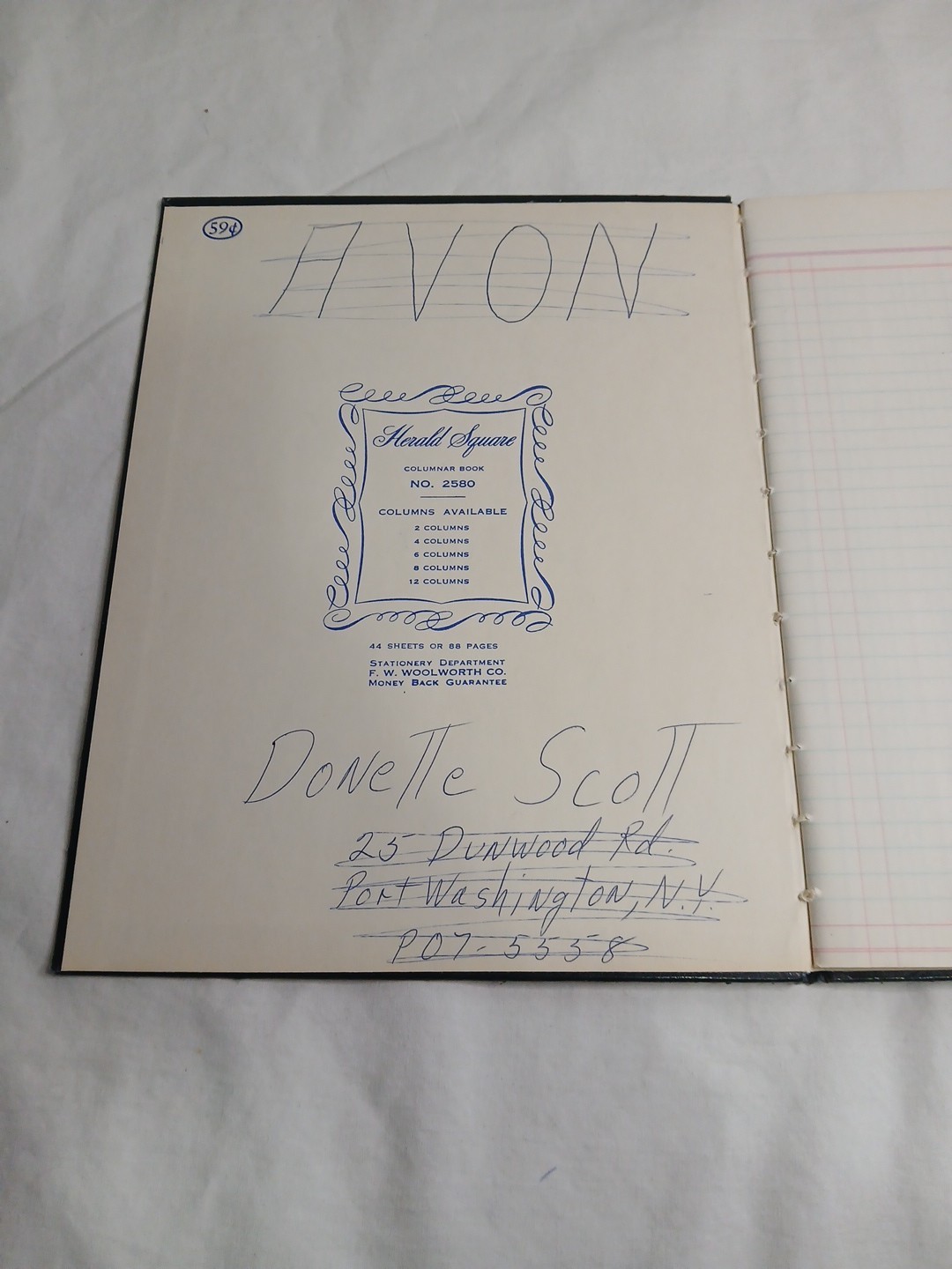 Vintage Herald Square 4 Column Columnar Book Woolworth NOS Mid-Century Ledger