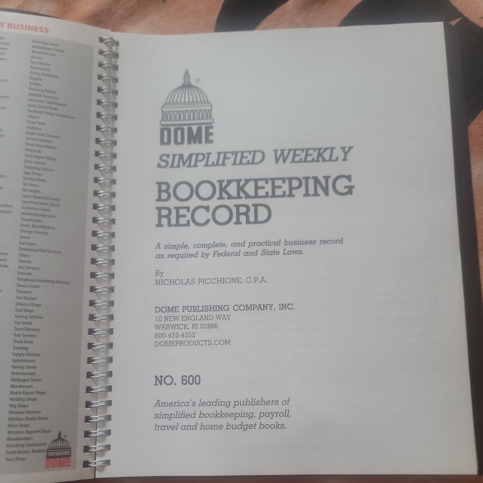 DomeSkin DOM600 Bookkeeping Record Book – Brown