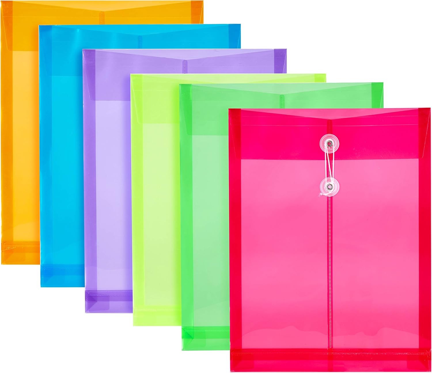6 Pack Plastic Envelopes Poly Expandable Assorted Colors 6