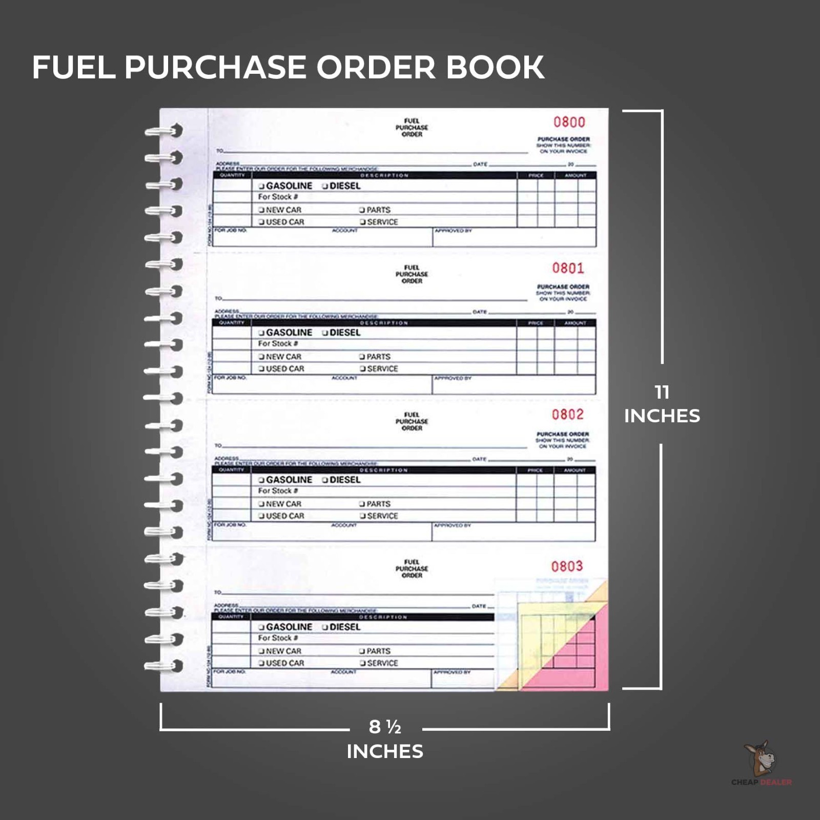 Fuel Purchase Order Book (3-Part Fuel PO Book) (200 POs Per Book)