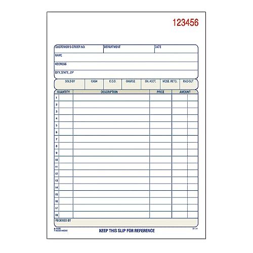3-Part Carbonless, White/Canary/Pink, 5 1 Count (Pack of 1) Sales Order Book
