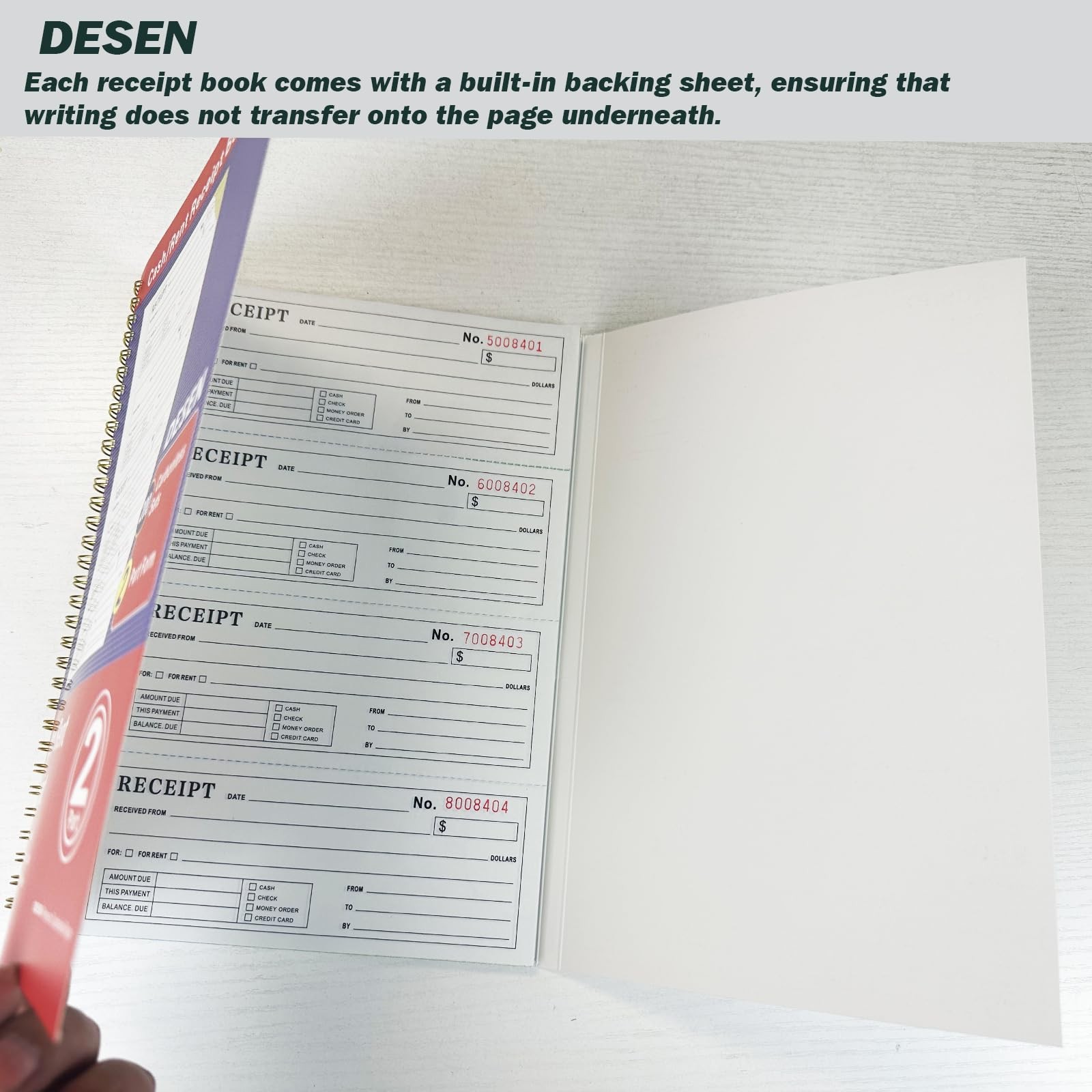 Money and Rent Receipt Book, 2-Part Carbonless, 7-5/8″ x 11″, Spiral Bound, 200