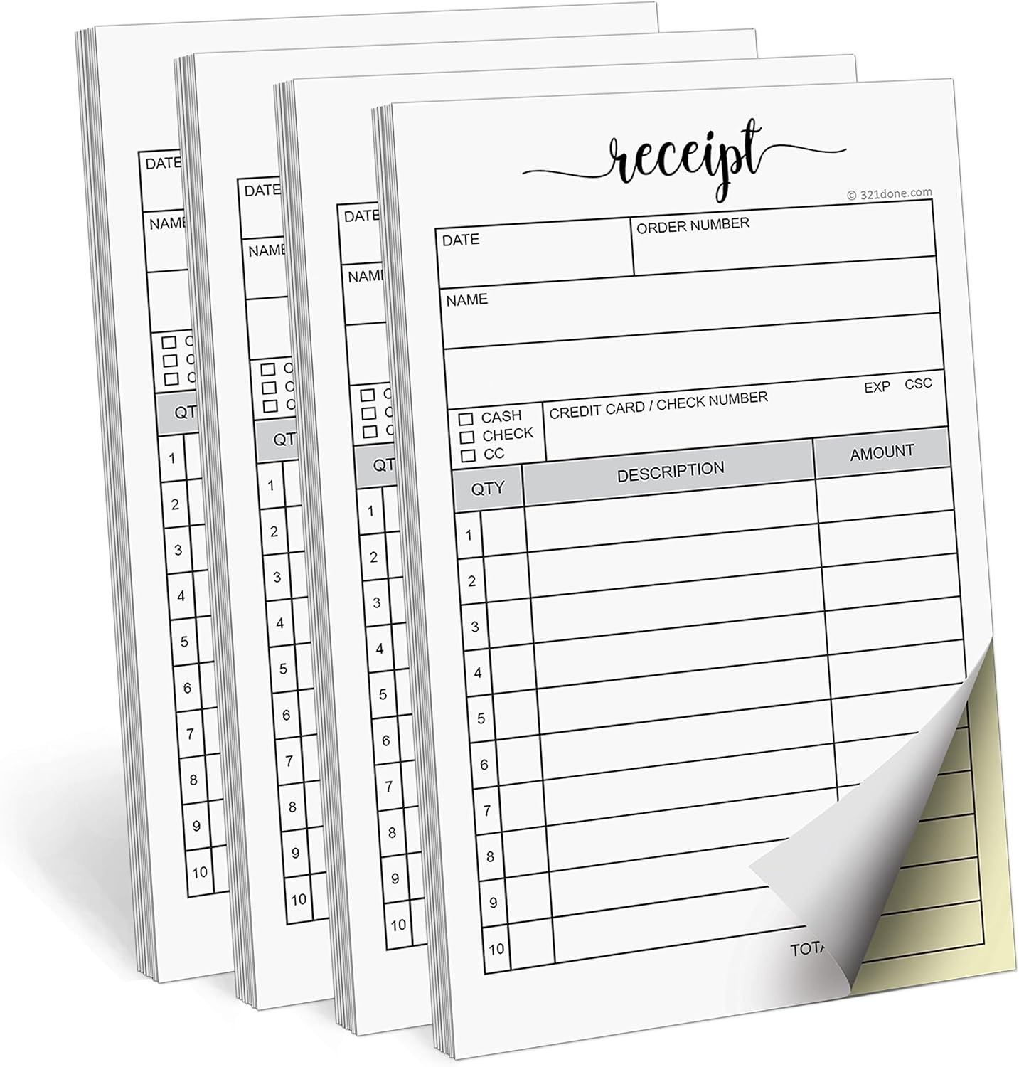 Versatile 4-Pack Receipt Book with Carbon Copies – Handy & Durable for All Needs