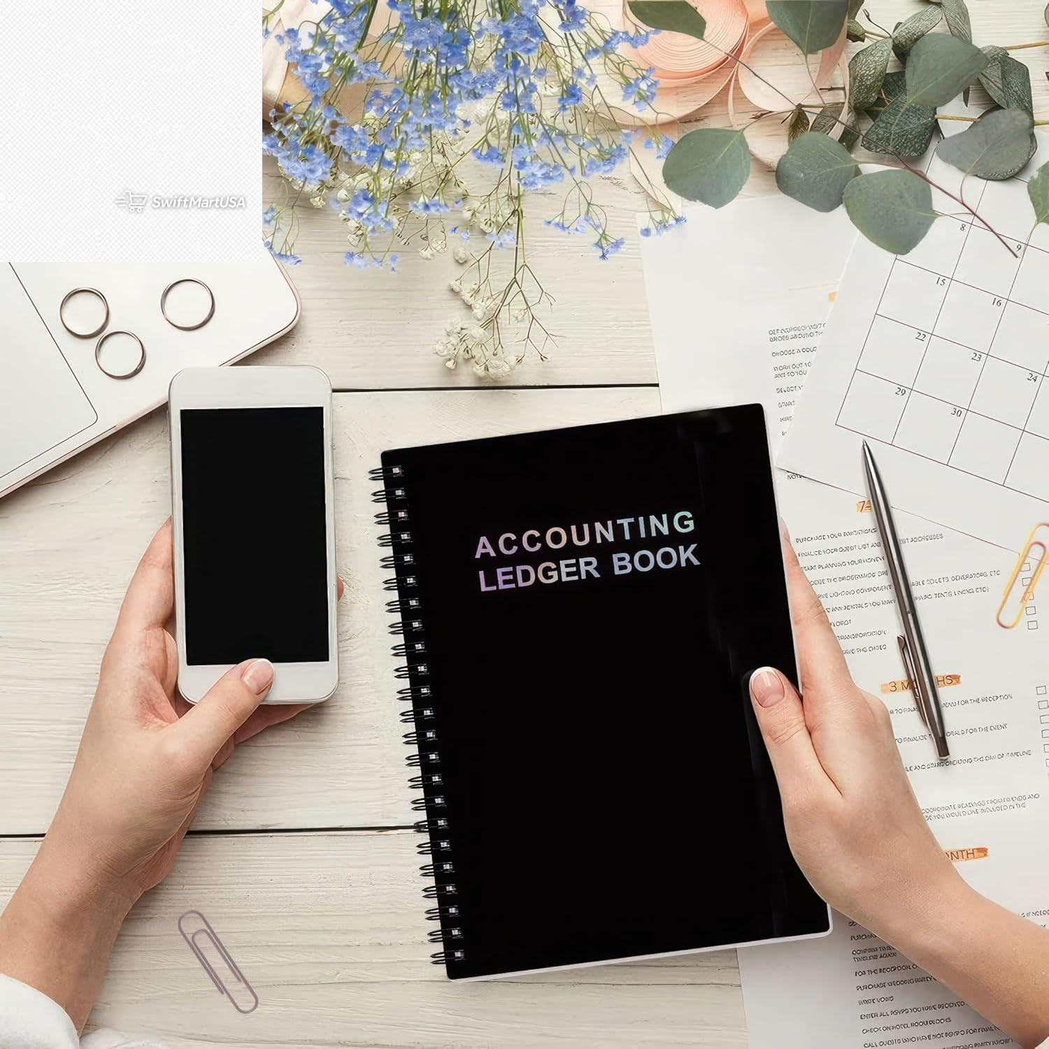 Accounting Ledger Book-A5 Check Register for Small Businesses5.8″ X 8.6″ (Black)