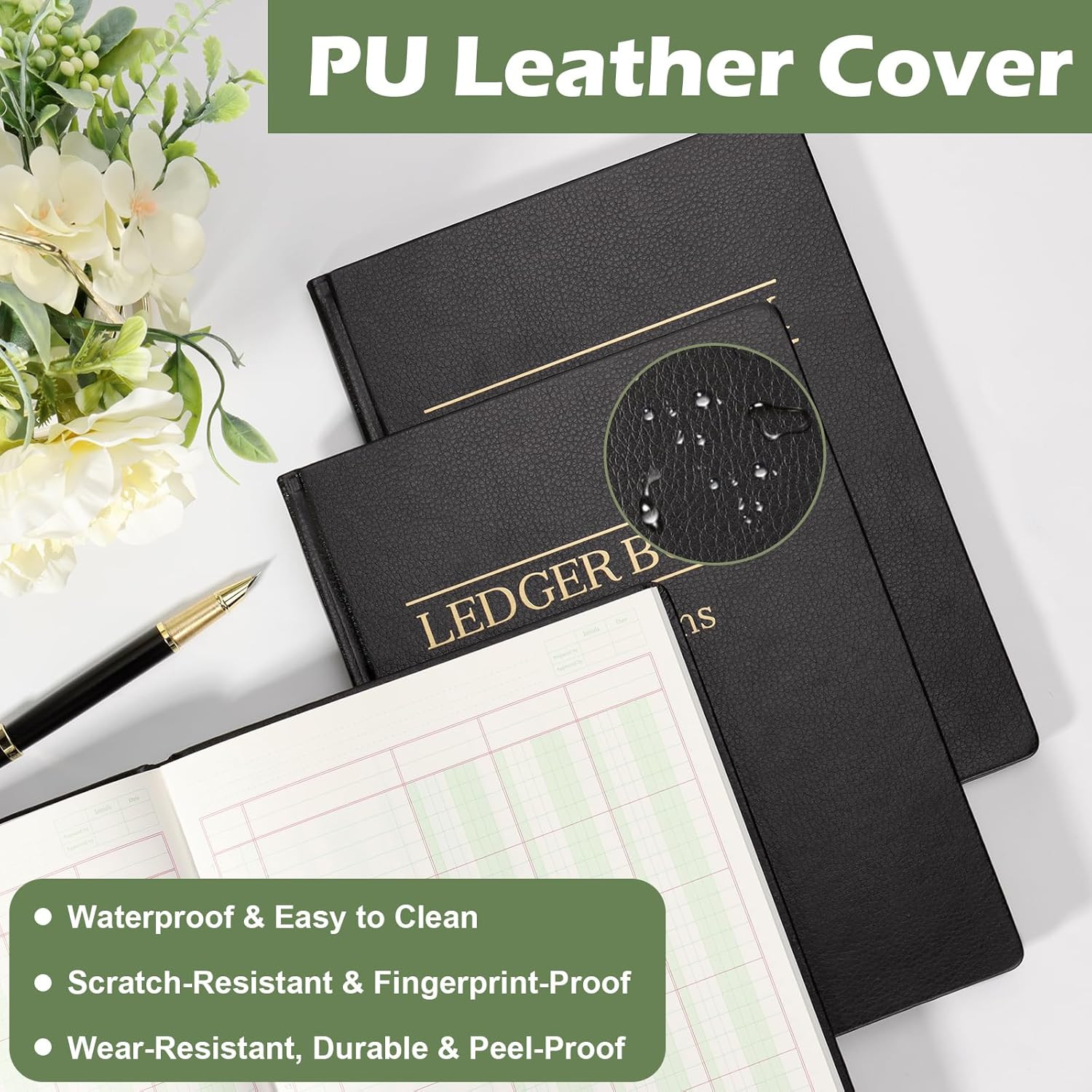 1 Pack 3 Column Ledger Book 100 Pages 7 X 9.25 Inches Accounting Ledger Book wit