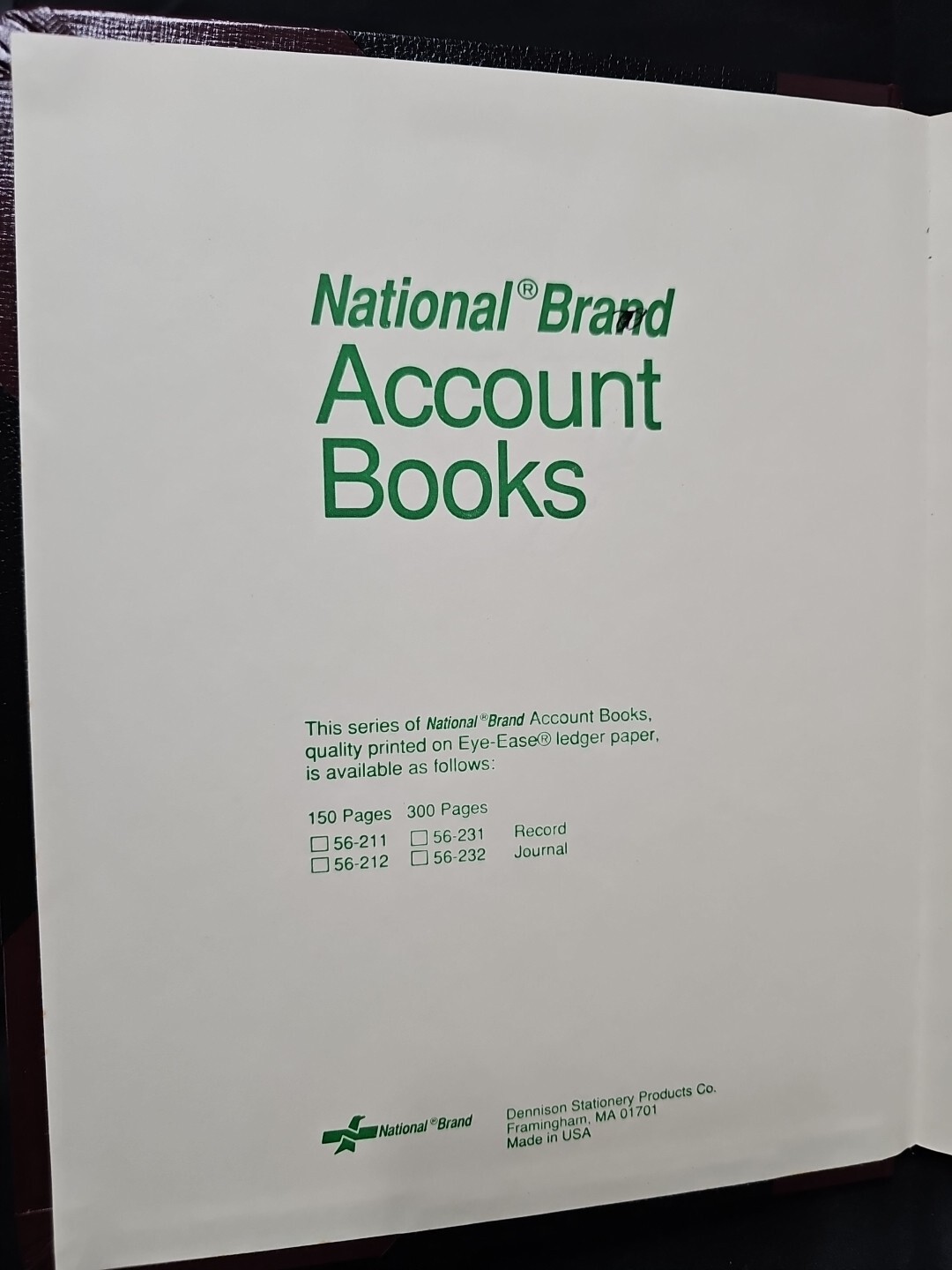 National Journal Accounting Series Record Book 56231, 300 Pages 56-231