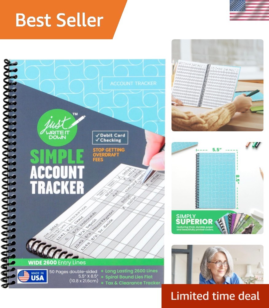 Deluxe Debit Card Ledger Notebook – 1 Pack, 2600 Lines for Organized Finances