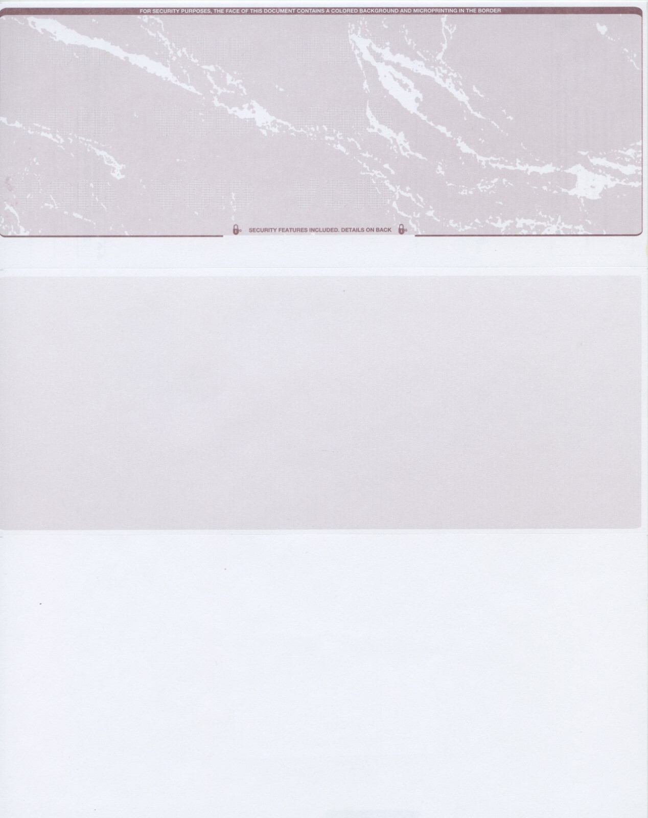 500 Blank Check Stock Paper – Check on Top – Burgundy Marble