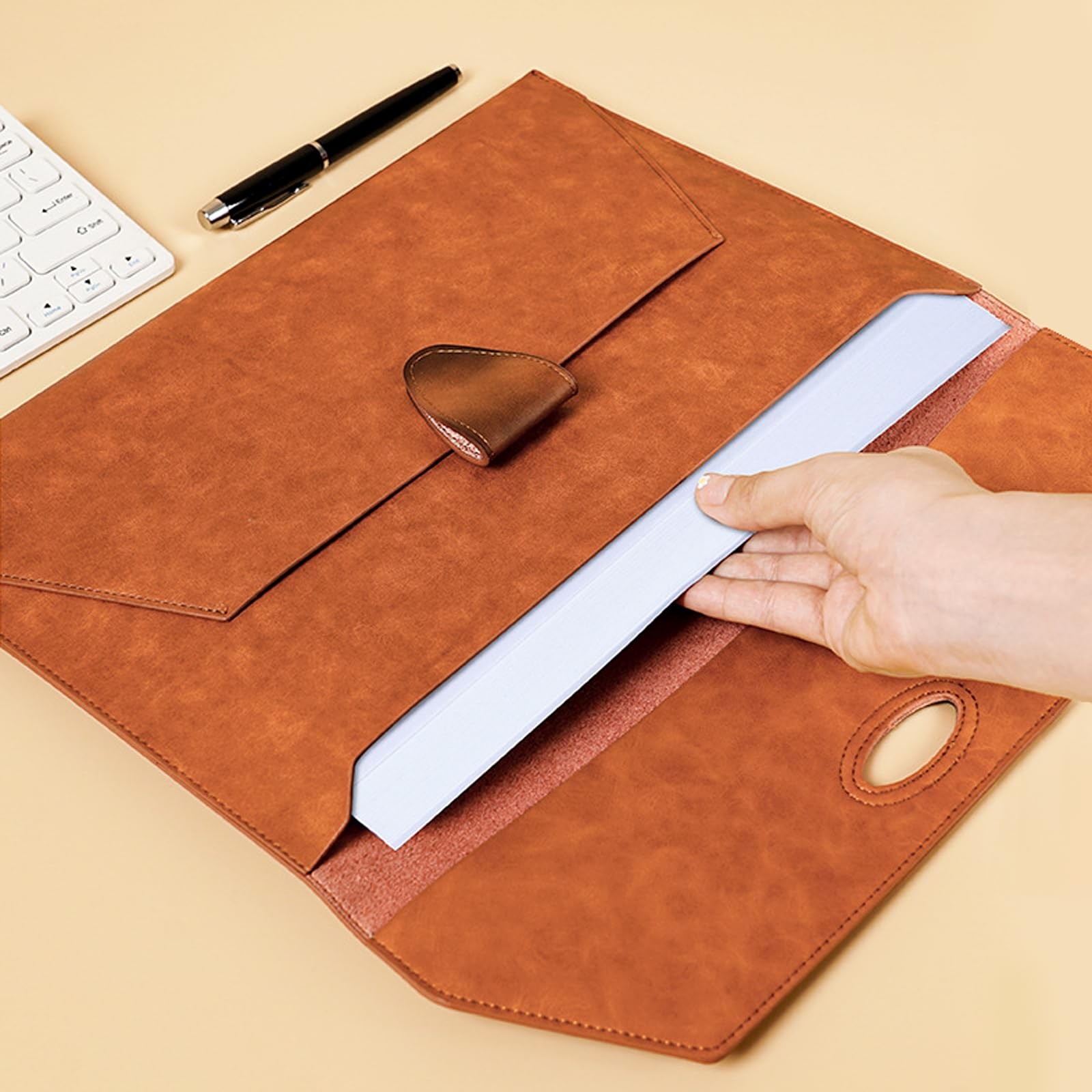 VANRA PU Leather File Folder Document Organizer Holder Waterproof Brown