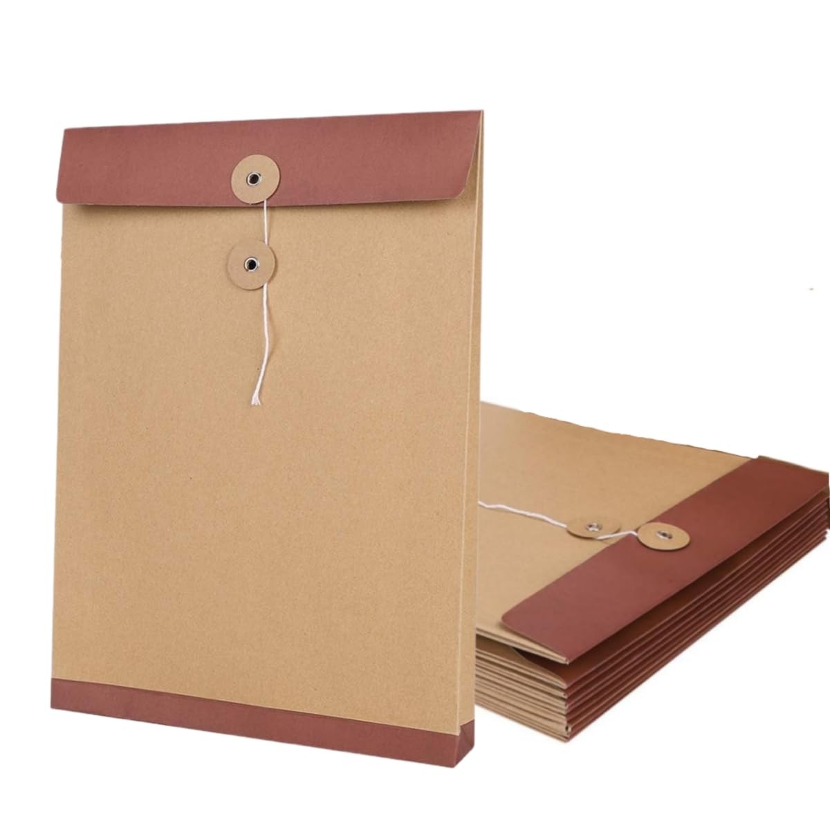 10 PCS A4 Kraft Paper File Folders Envelopes with String and Button Yellow