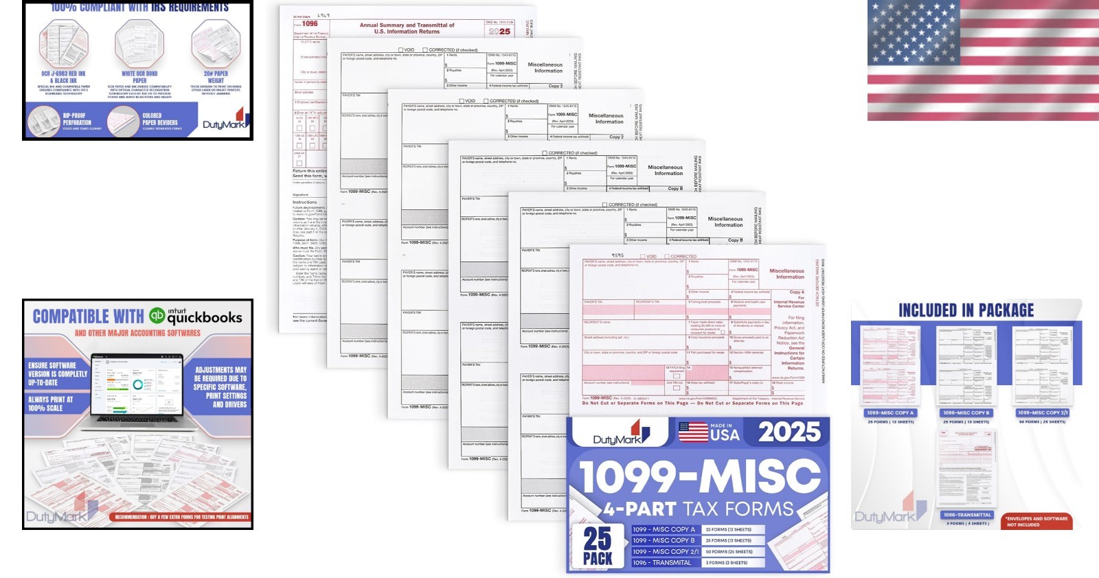Essential 2025 1099 MISC Forms – 25 Set Tax Filing Kit for Small Business Owners