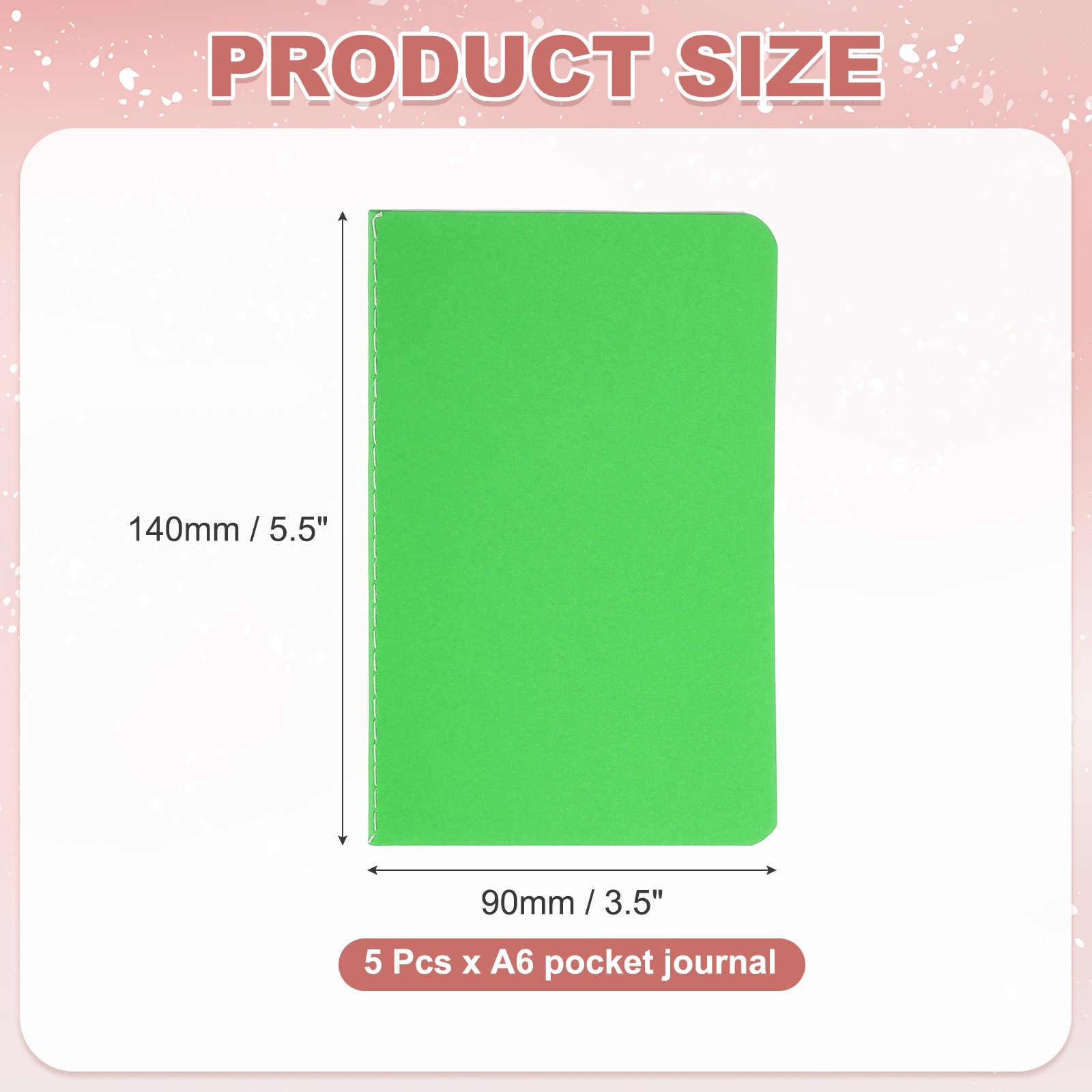 5 Pack A6 Notebook, A6 Journal Mini Notebook Pocket Kraft,Green