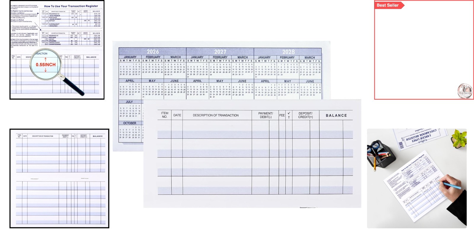 12-Pack Larger Lines Check Registers for Easy Financial Tracking