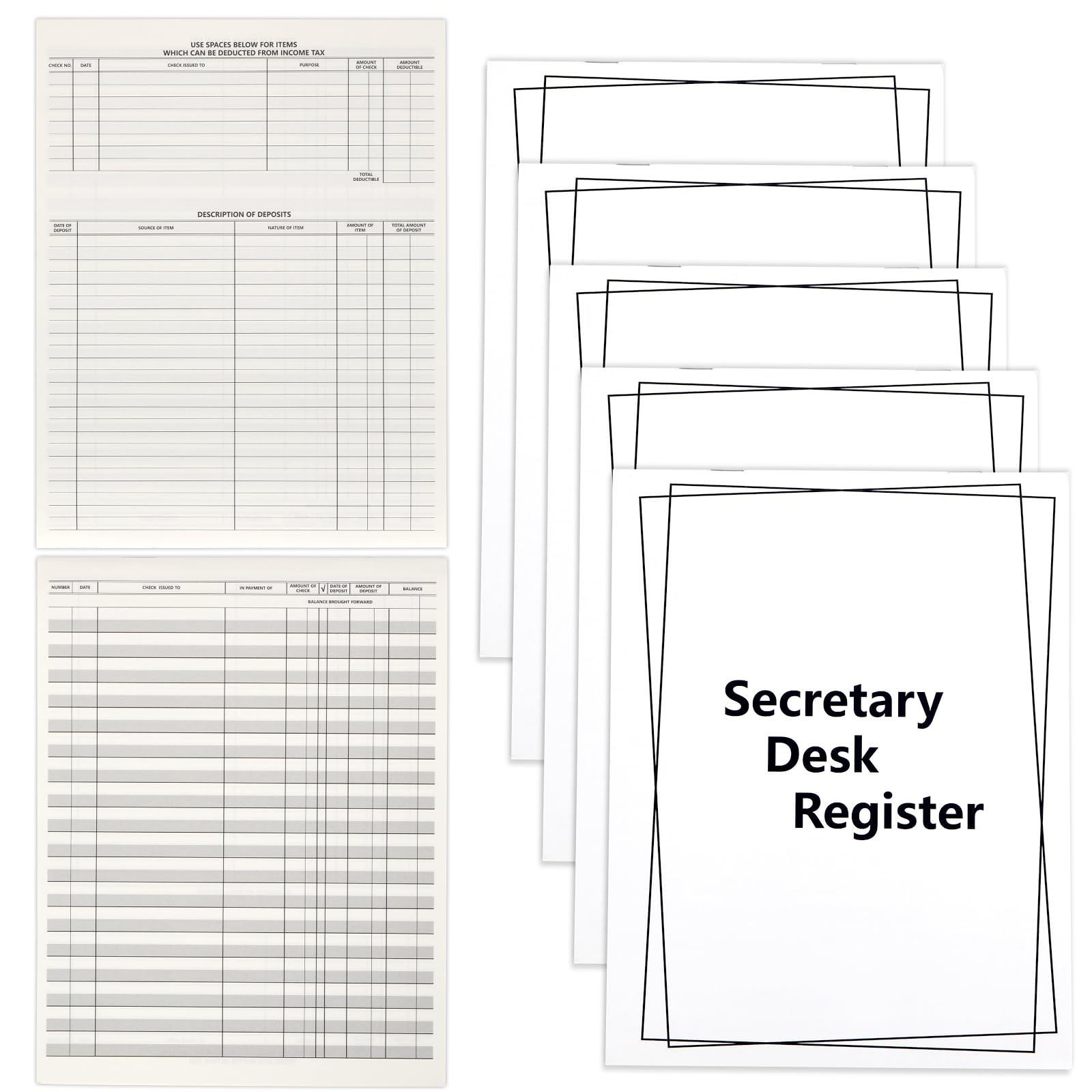 5 Pieces Checkbook Transaction Register 6.4 * 8.25inch Secretary Deskbook
