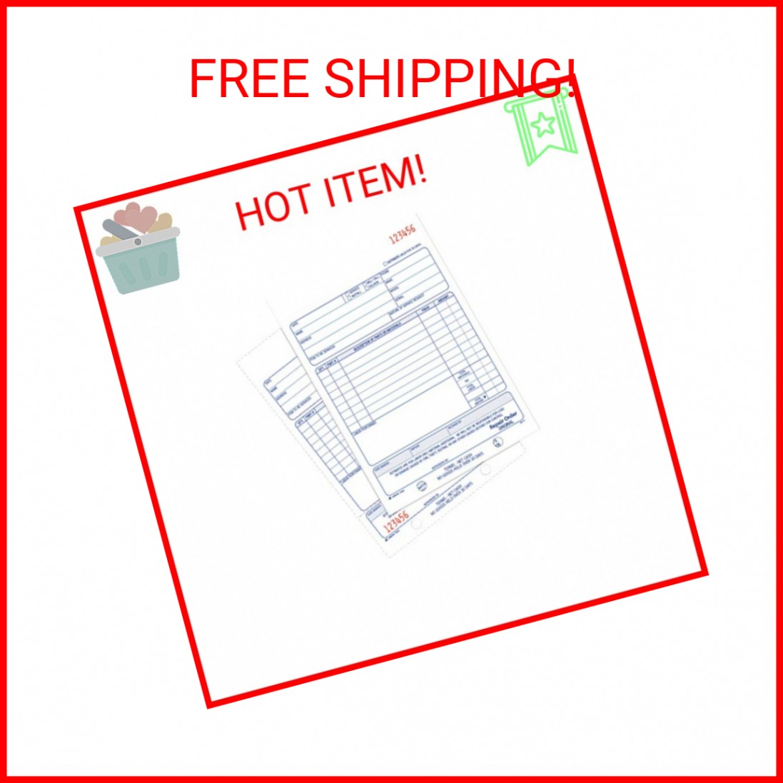 Adams Repair Order Book, Carbonless, 2-Part, White/White, 5-9/16 x 8-7/16 Inches