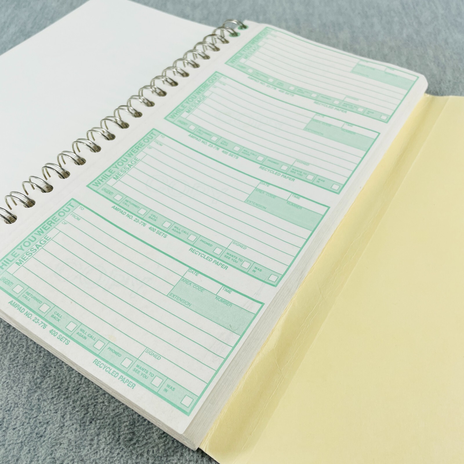 Telephone Message Forms by Ampad Greencycle Carbonless Duplicate Vintage Unused