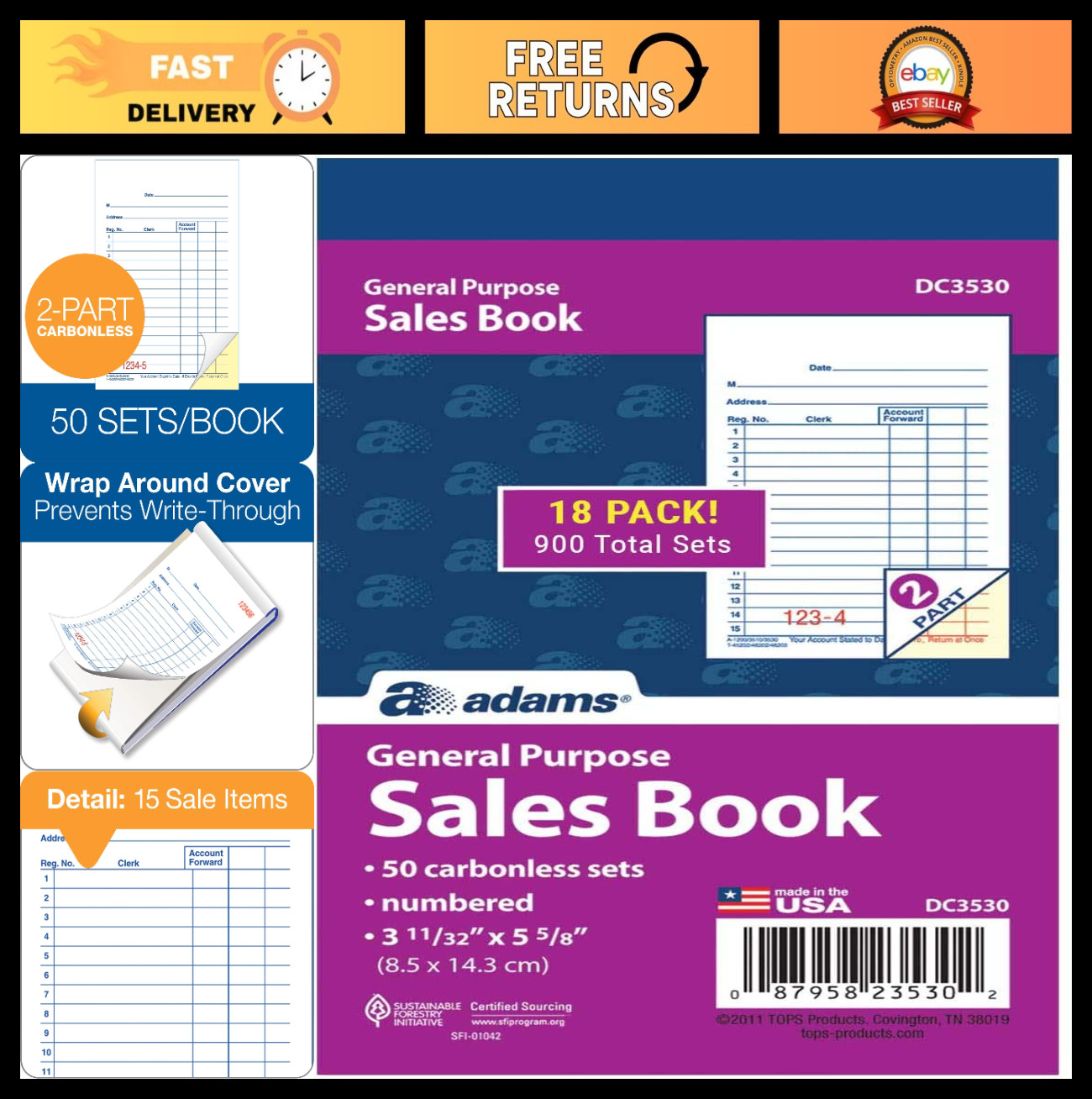General Purpose Sales Books – Case of 18, Ideal for Record Keeping & Transaction