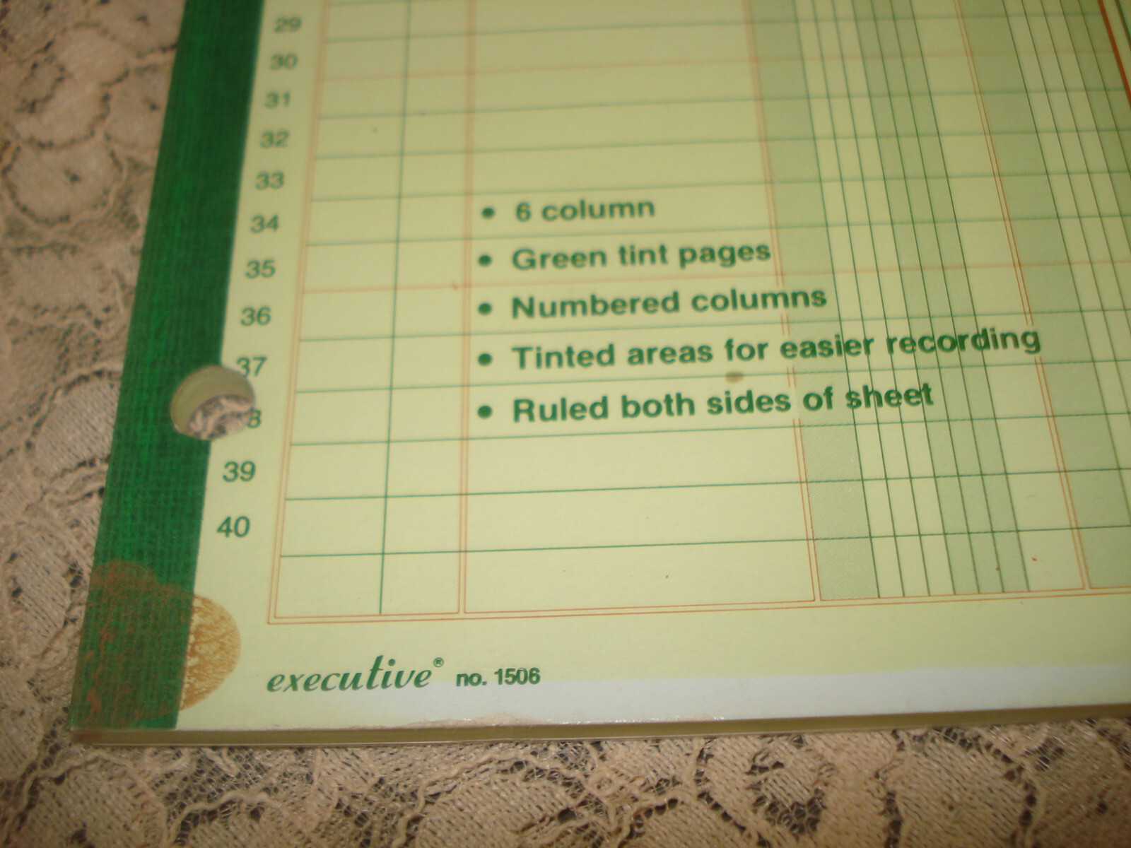 Vtg Stuart Hall Executive 8.5 X 11 Green Columnar Pad 50 Sheets 6 Columns 1506