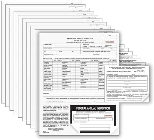 J. J. Keller 10-Pack, Record of Annual Inspection Form with Inspection Label …