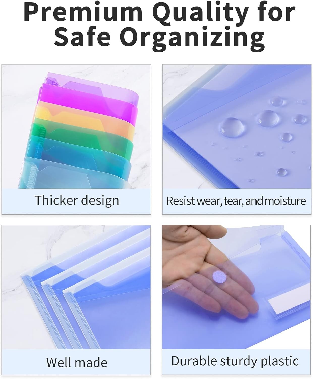 24 Pack A6 Plastic Pencil Pouch, Clear File Envelopes with Label Pocket, School
