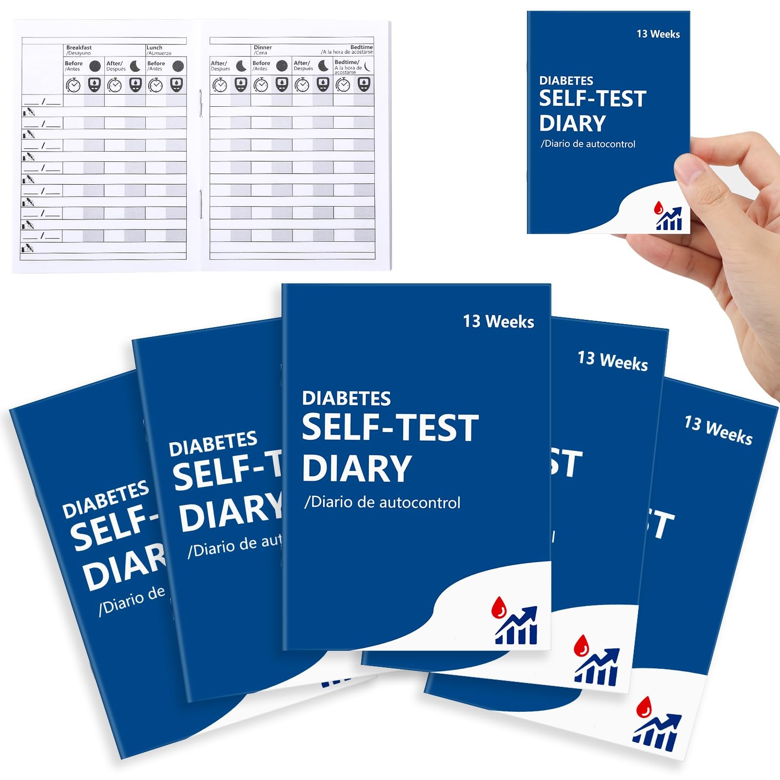 5Pcs Diabetes Blood Pressure Log Book Daily 3×4 inch Glucose Journal…