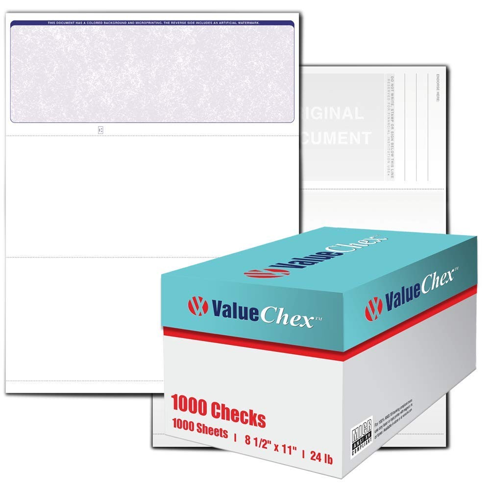 1000 Blank Business Voucher Checks – Blue Classic – Top-Loading Format