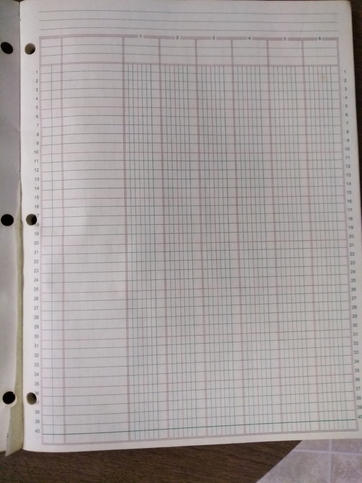roaring springs 6 column analysis pad vintage (some warping)