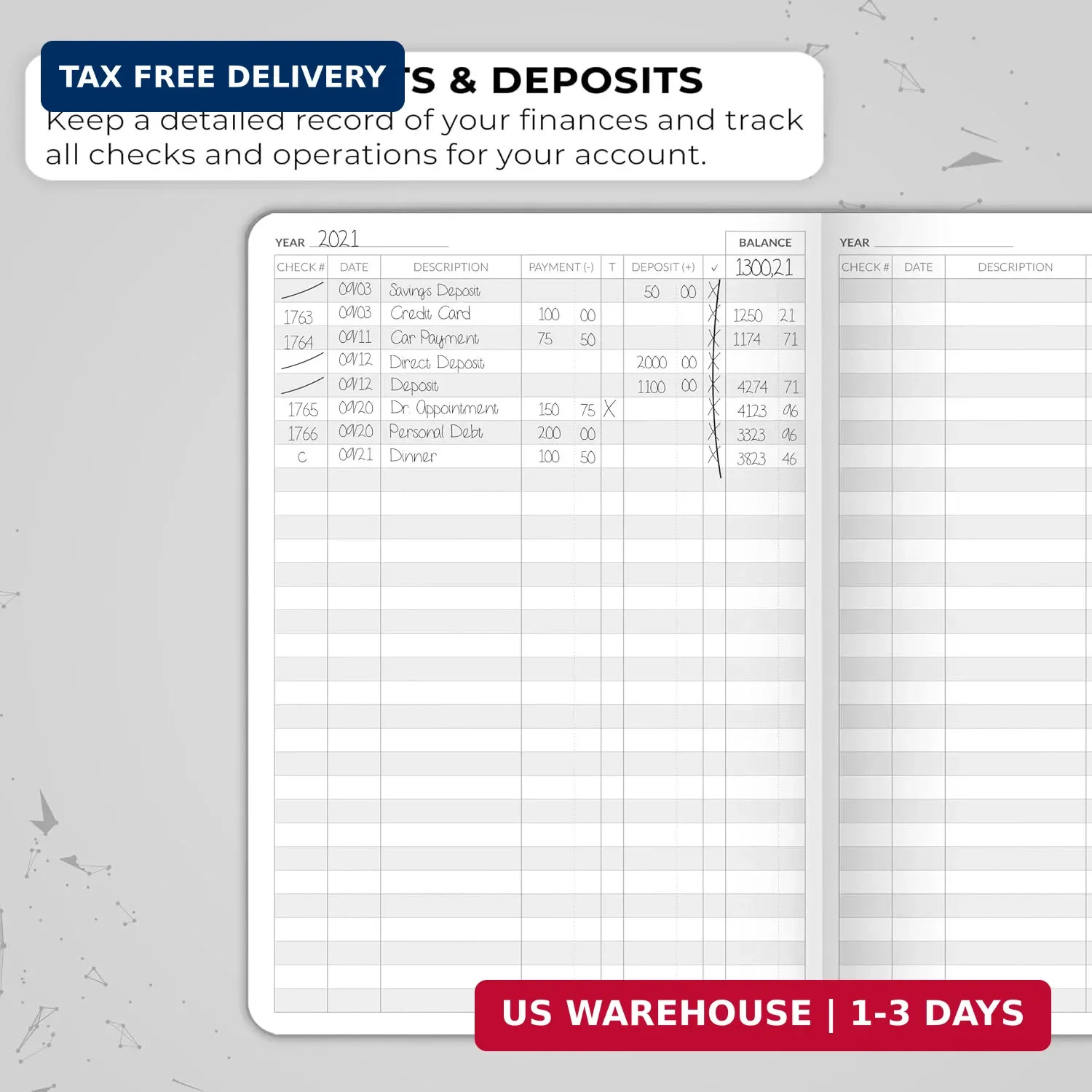 Skyline Check Register – Accounting Ledger Log Book for Income & Expenses – Tran