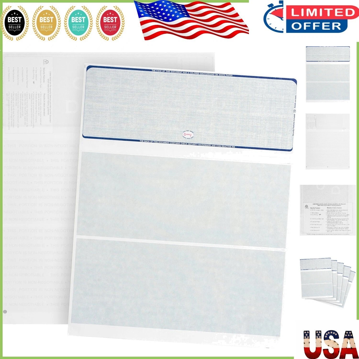 High-Quality 500 Count Blank Checks – 24 LB Paper for Laser & Inkjet Printing
