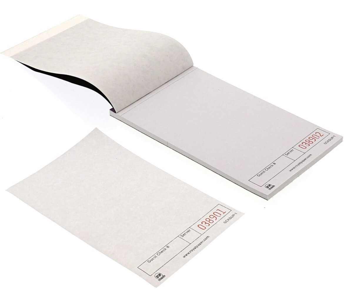 Royal 1-Part Booked Unlined Guest Checks White 10-Pack (50 Checks/Book) 3.5×6”