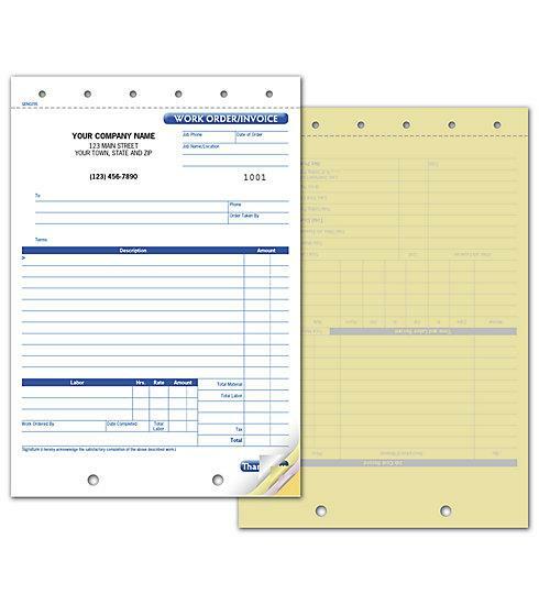 1000 Work Order Invoice, 2 Part Carbonless / Nebs Deluxe No. GEN0255