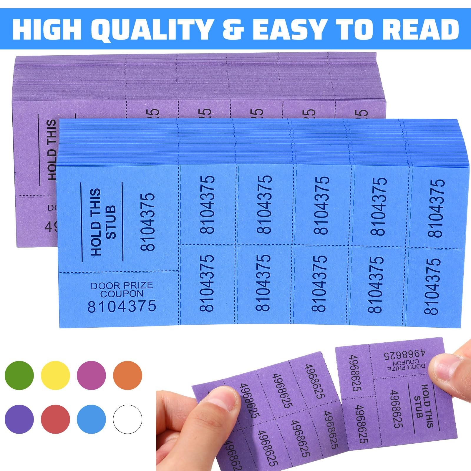 Kosiz 1000 Sheets Raffle Tickets with 10 Bid Numbers Per Sheet Dark Color
