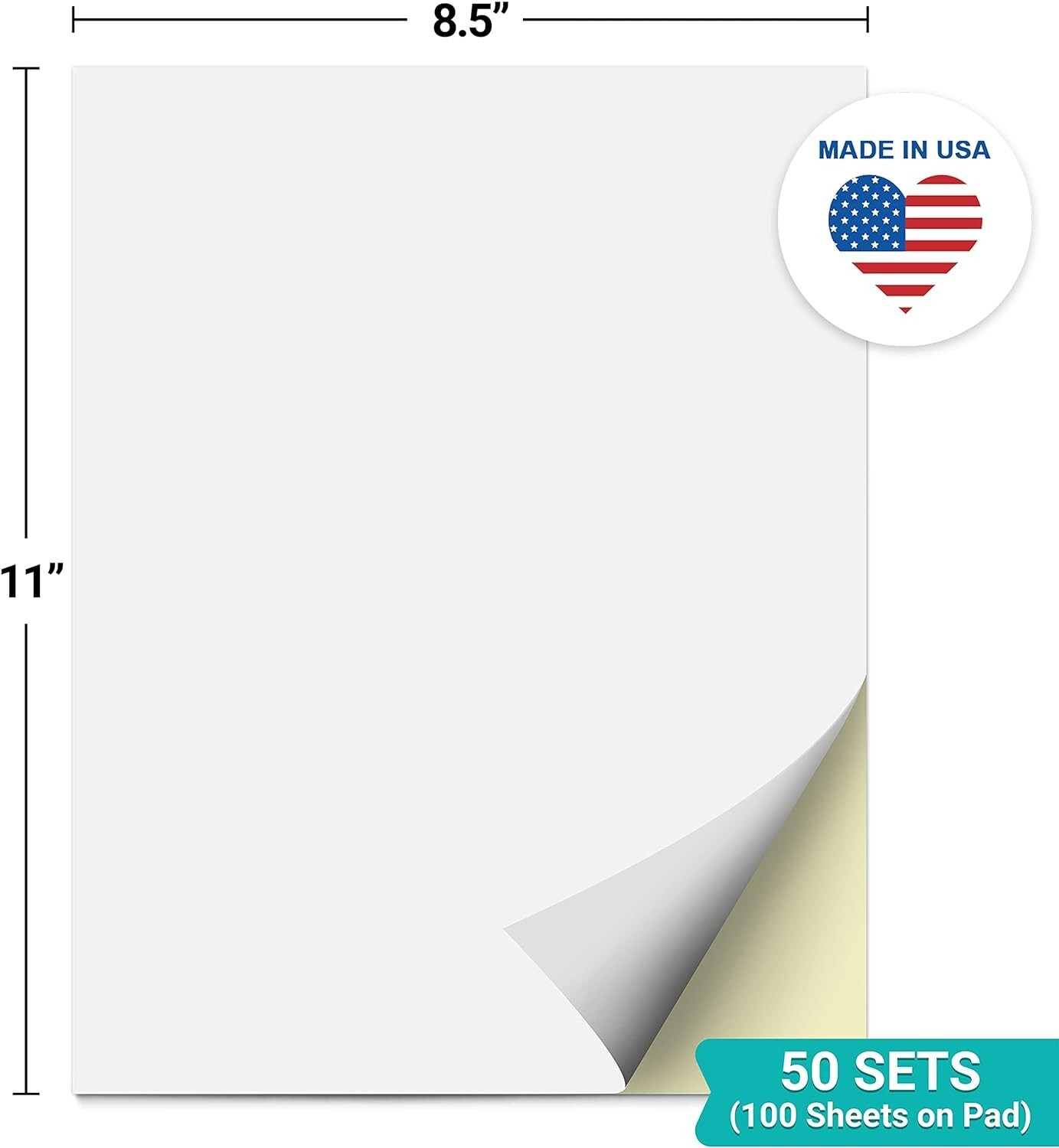 Carbonless Notepad – 8.5×11 Portrait, 50 Sets White/Yellow, Easy Tear Edge