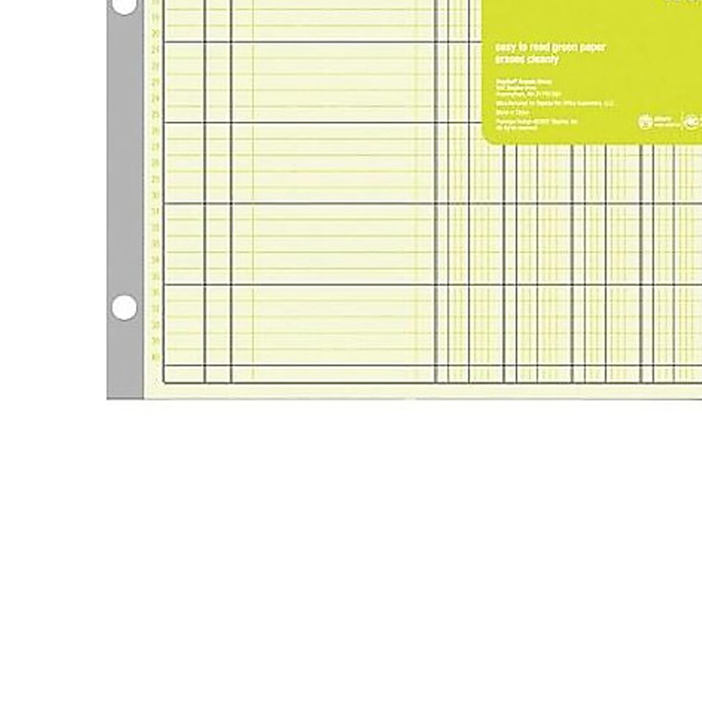 Staples Columnar Book, 12‑Column Accounting Ledger, Green Analysis Record Book,