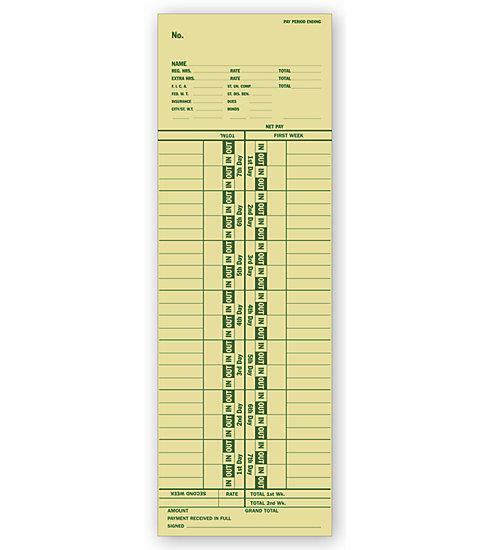 Weekly Time Record / Nebs Deluxe No. R9306 / 3 1/2″ x 10 1/2″