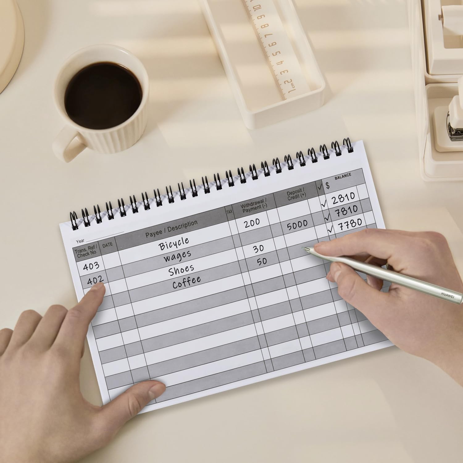 5 Pack A5 Check Register Ledger Book – Track Payments, Deposits & Transactions