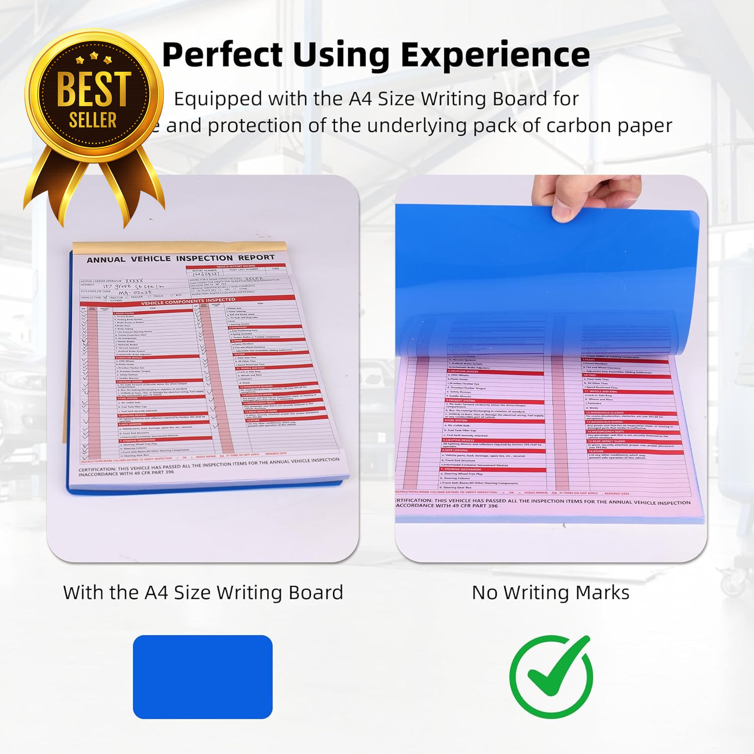 30-Pack Vehicle Inspection Report Forms 3-Ply Carbonless with Hardboard FMCSA DO