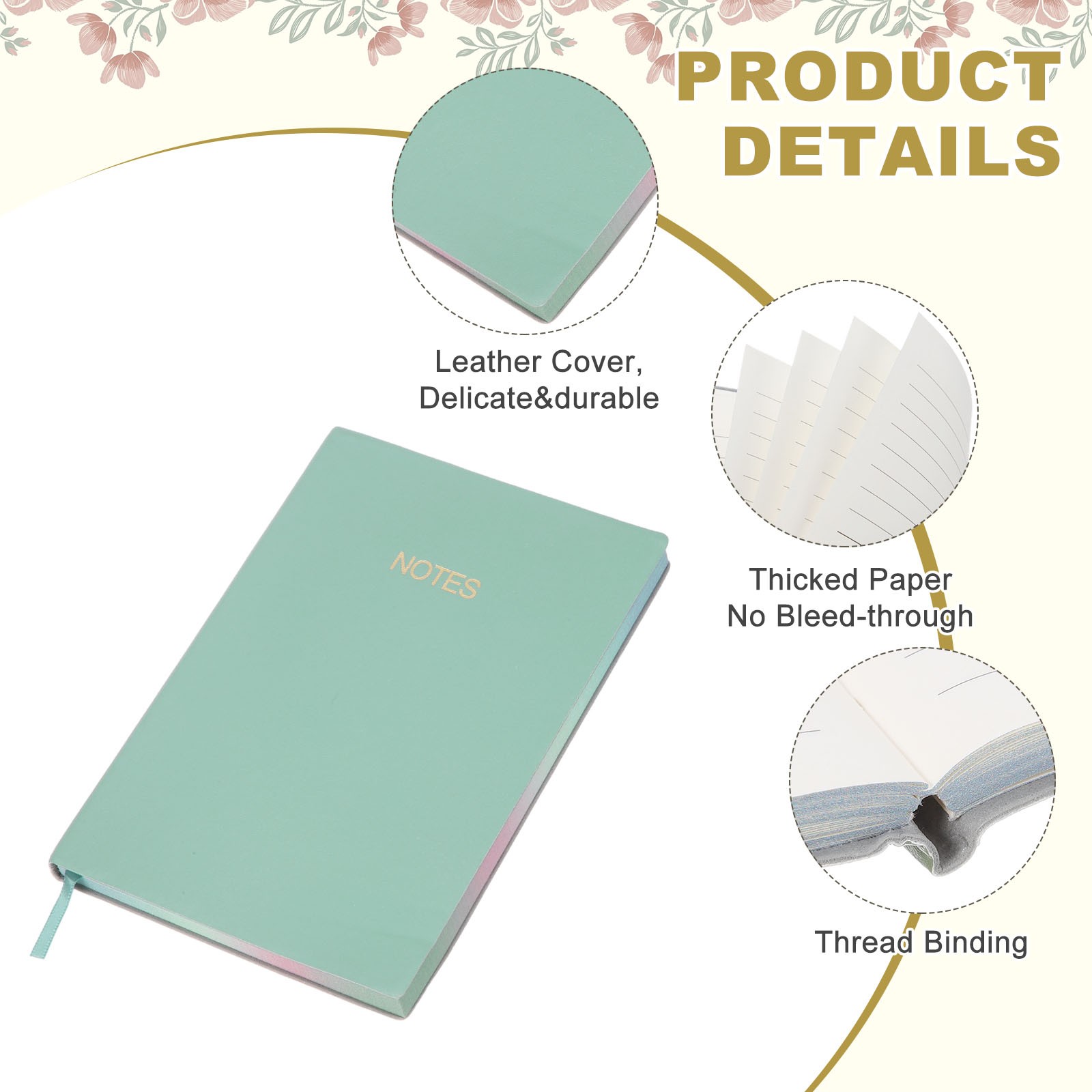 Line Notebook, C6 Pocket Journal Notebook, Light Green