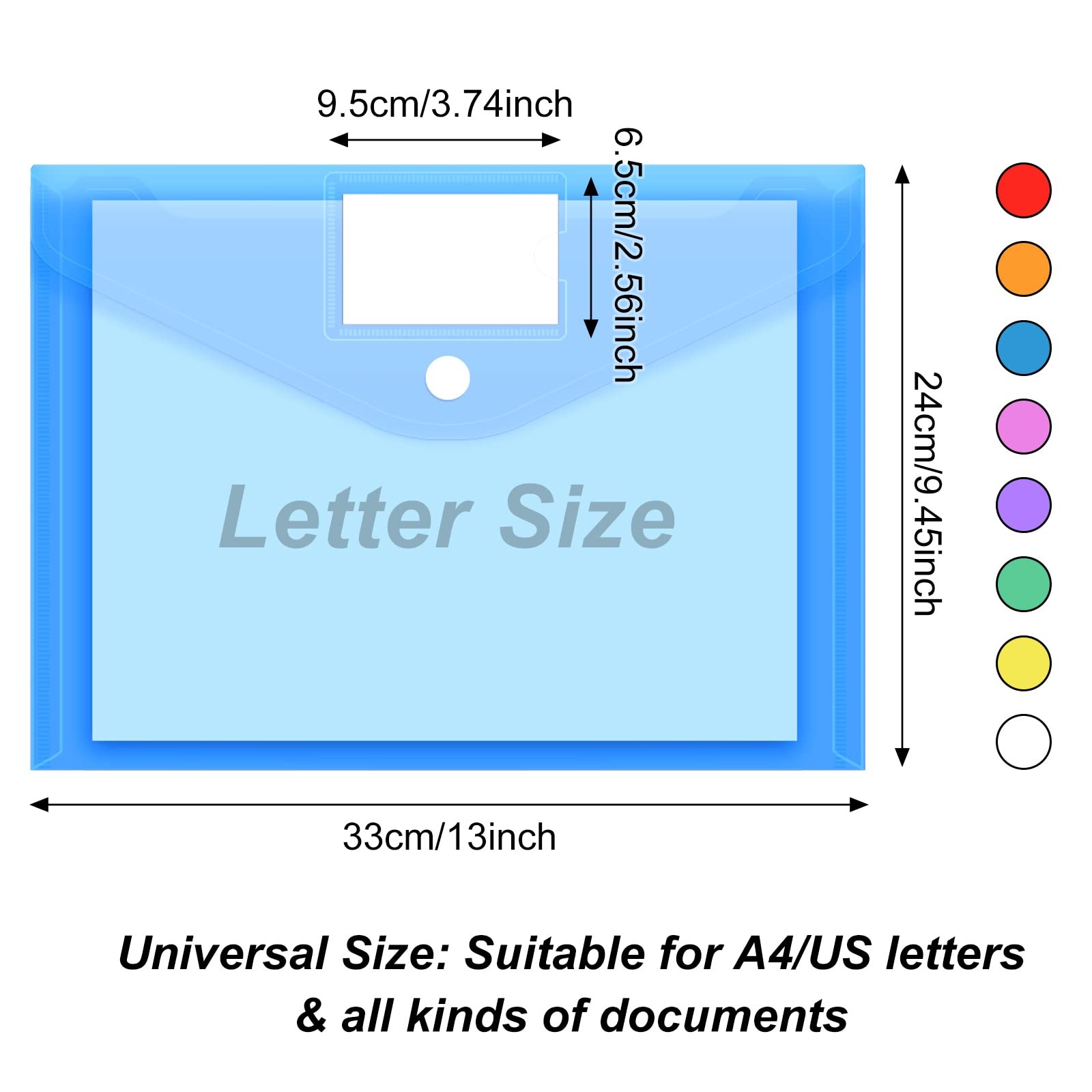 EOOUT 45 Pack Plastic Envelopes Poly Envelopes, Clear Document File Rainbow