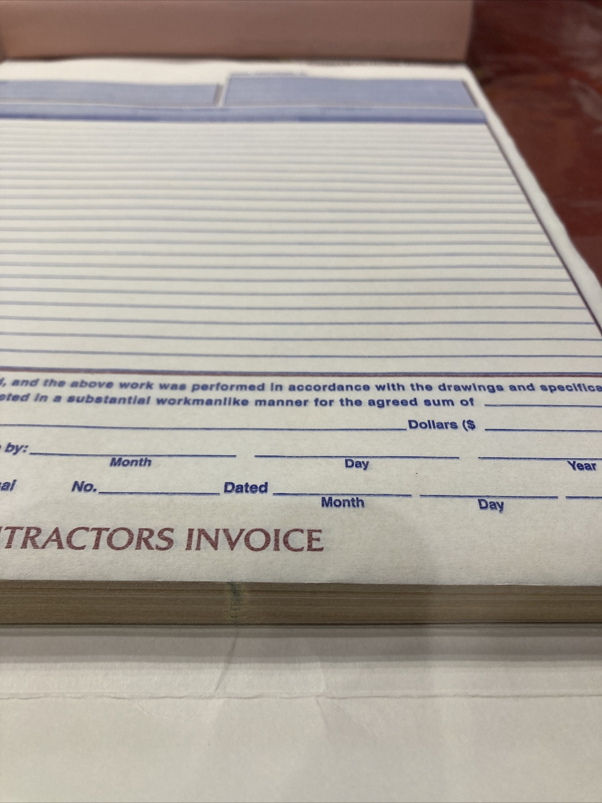 Adams Contractor Invoice Book, 8 3/8 “ X 11 7/16 “ 3-Part, Carbonless, Preowned