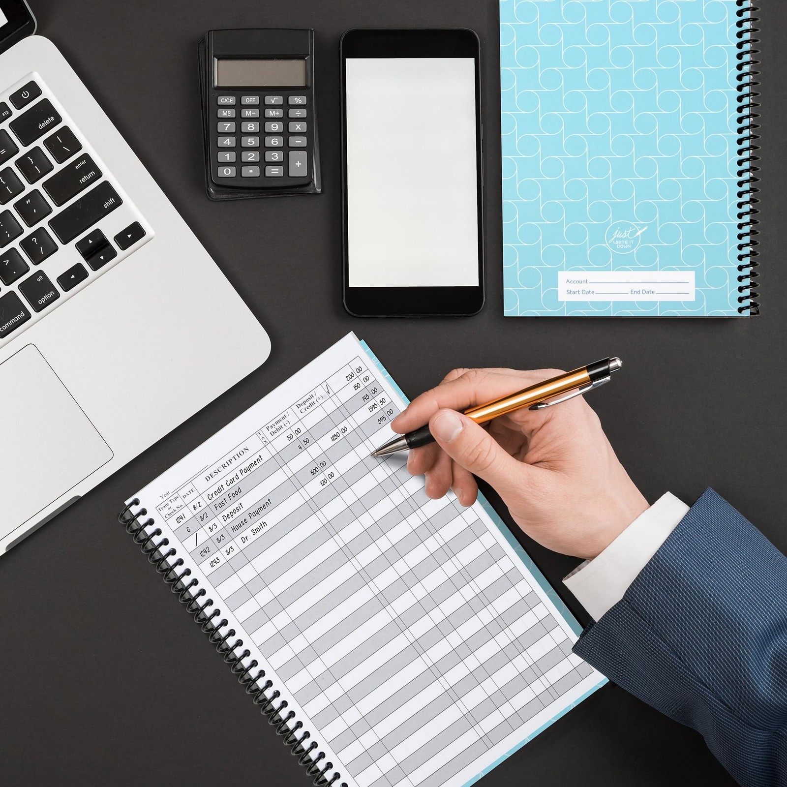 ‘s Premium Check Book Register & Debit Card Ledger Notebook – Checking Accoun…